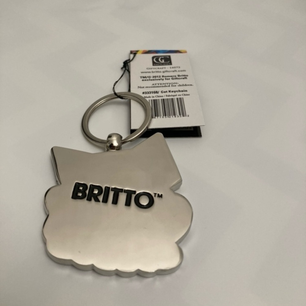 FUNKY Romero Britto pop art rare collectible cat keychain or bag charm, new - Picture 5 of 5